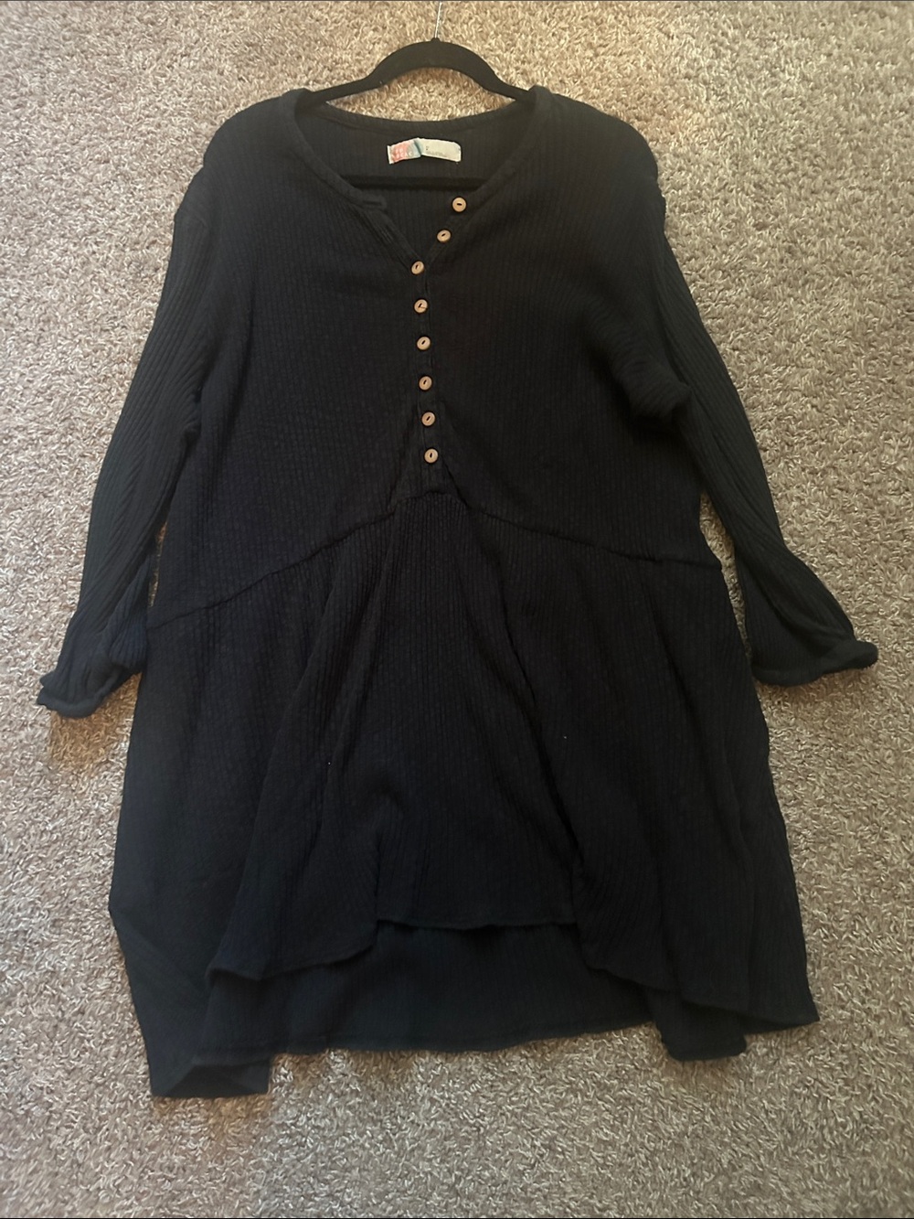 Free people beach Black Women's Button-Front Knit Tunic Top